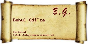 Behul Géza névjegykártya